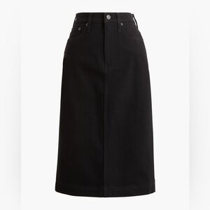 J Crew Black Denim Midi Skirt